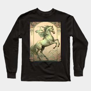 Vintage Art Nouveau Alphonse Mucha Inspired Horse Design Long Sleeve T-Shirt